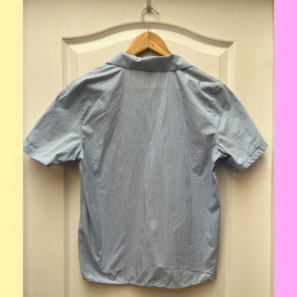 Aritzia Sunday Best Faye Blouse Blue/White Stripes Size Medium - Picture 2 of 3